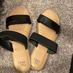 black slip on sandals